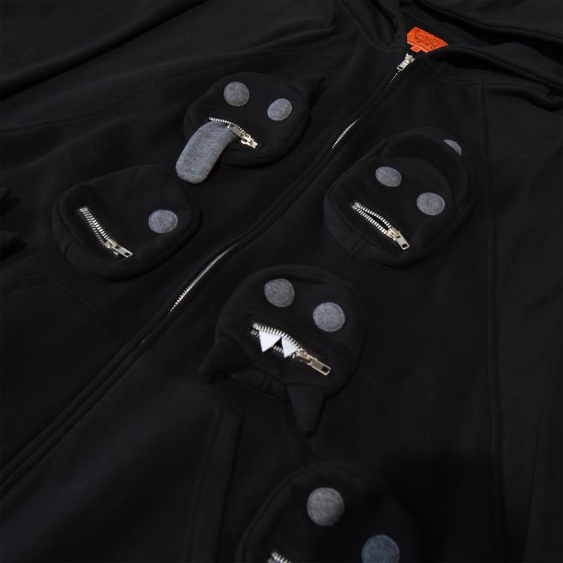 People Zip-Up Hoodie Black on Black