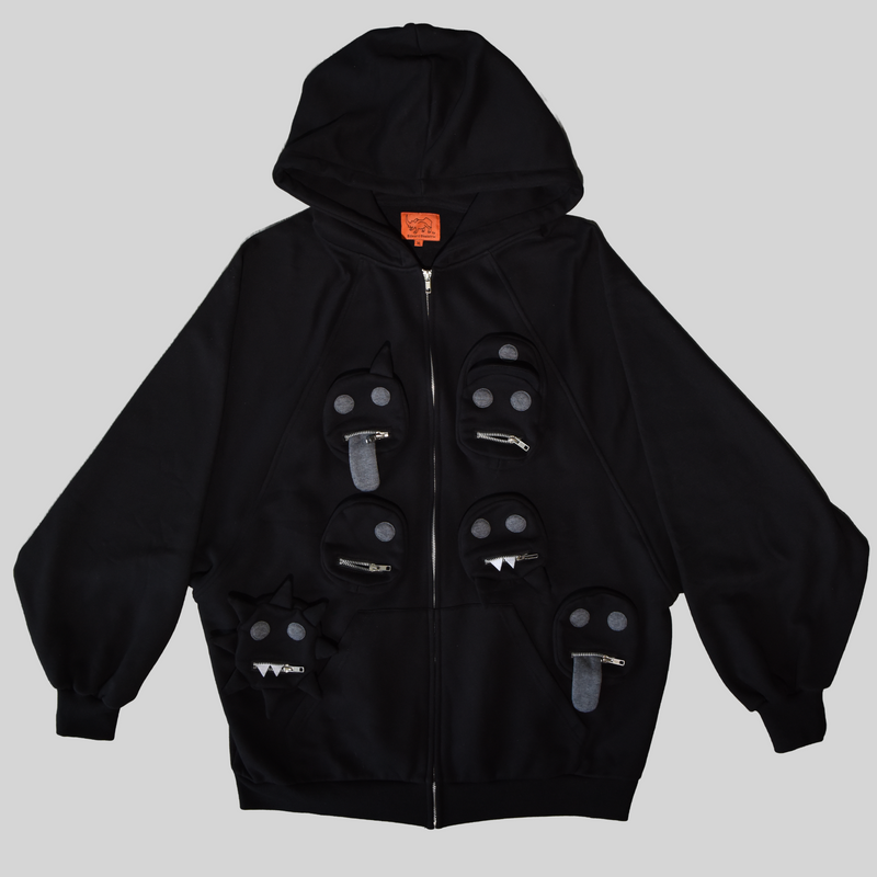 People Zip-Up Hoodie Black on Black