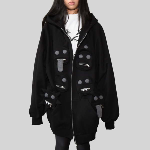 People Zip-Up Hoodie Black on Black